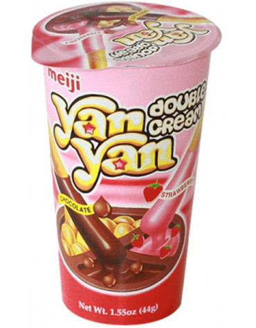 10 Packs of 50g MEIJI Yan Yan Chocolate & Strawberry Cookies