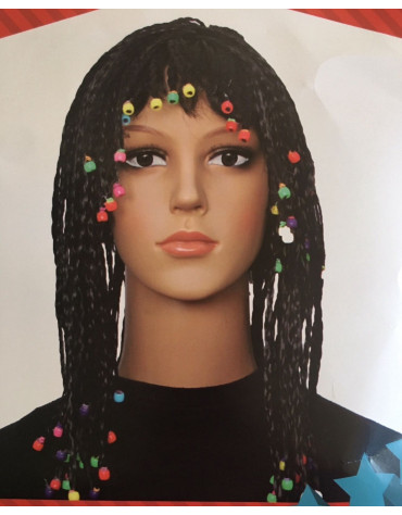 Braided wig with beads dreadlocks