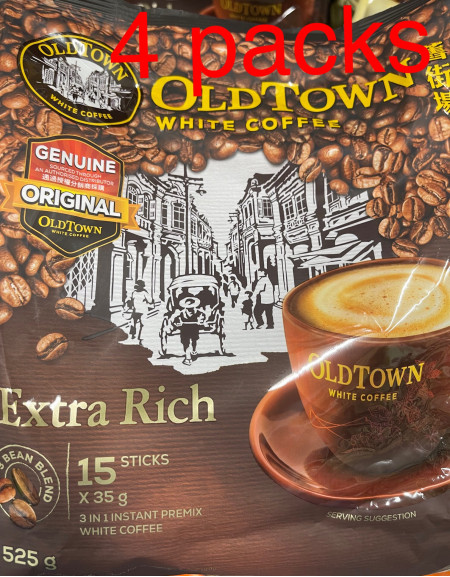 4 packs Old town 3 in 1 white coffee extra rich