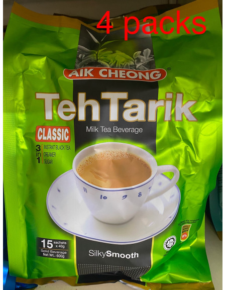 4 X Aik Cheong Instant Teh Tarik Milk Tea Beverage 15 Sachets