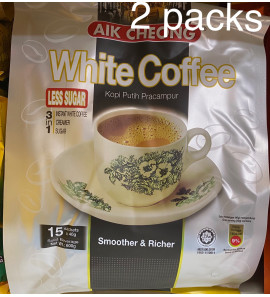 2x Aik Cheong White Coffee 3 in 1 Less Sugar Malaysia Instant Coffee